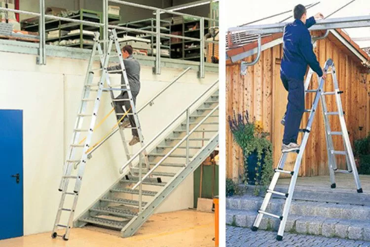 How to use a ladder on stairs